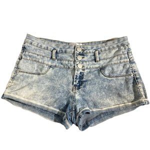 No Boundaries Juniors Size 11 Blue Denim Short Shorts Mid Rise